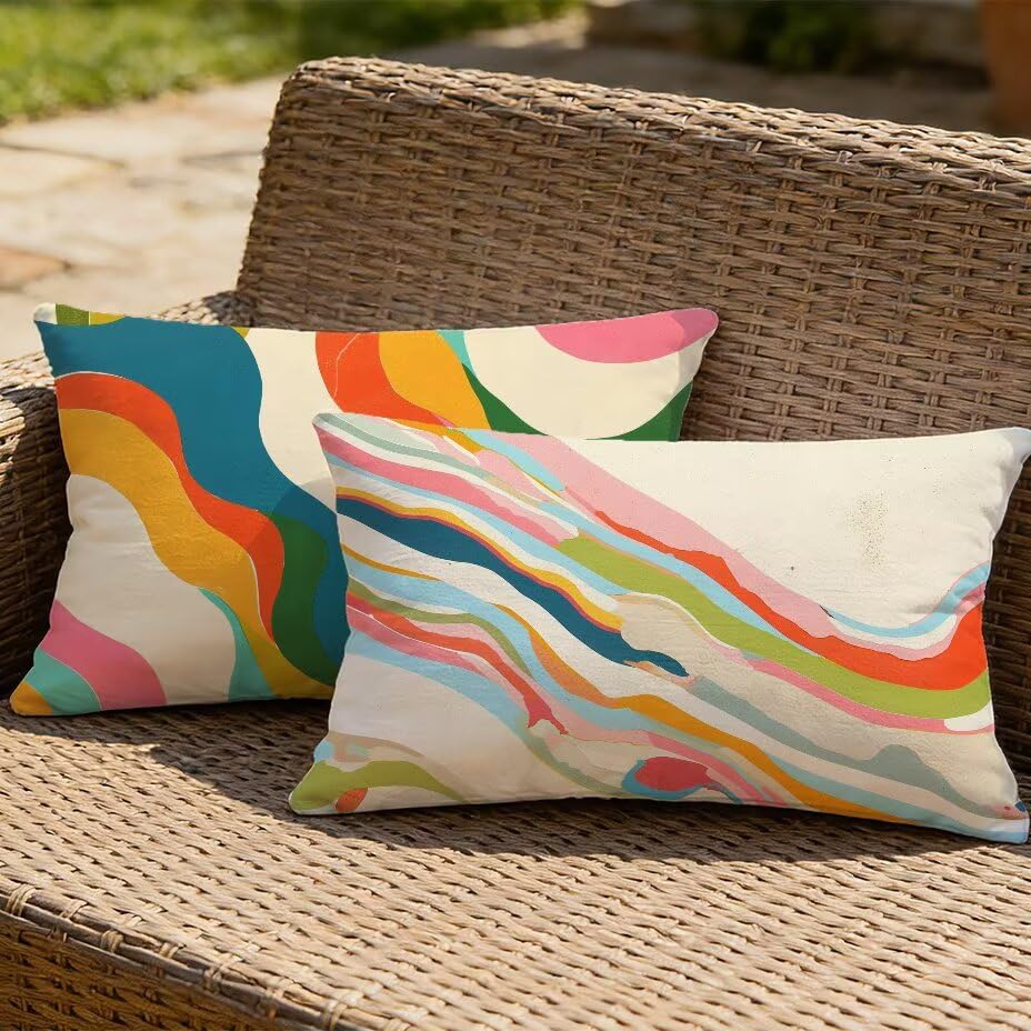 Housses de coussin de jardin imperméables 40x80 housse extérieure anti-UV motif abstrait