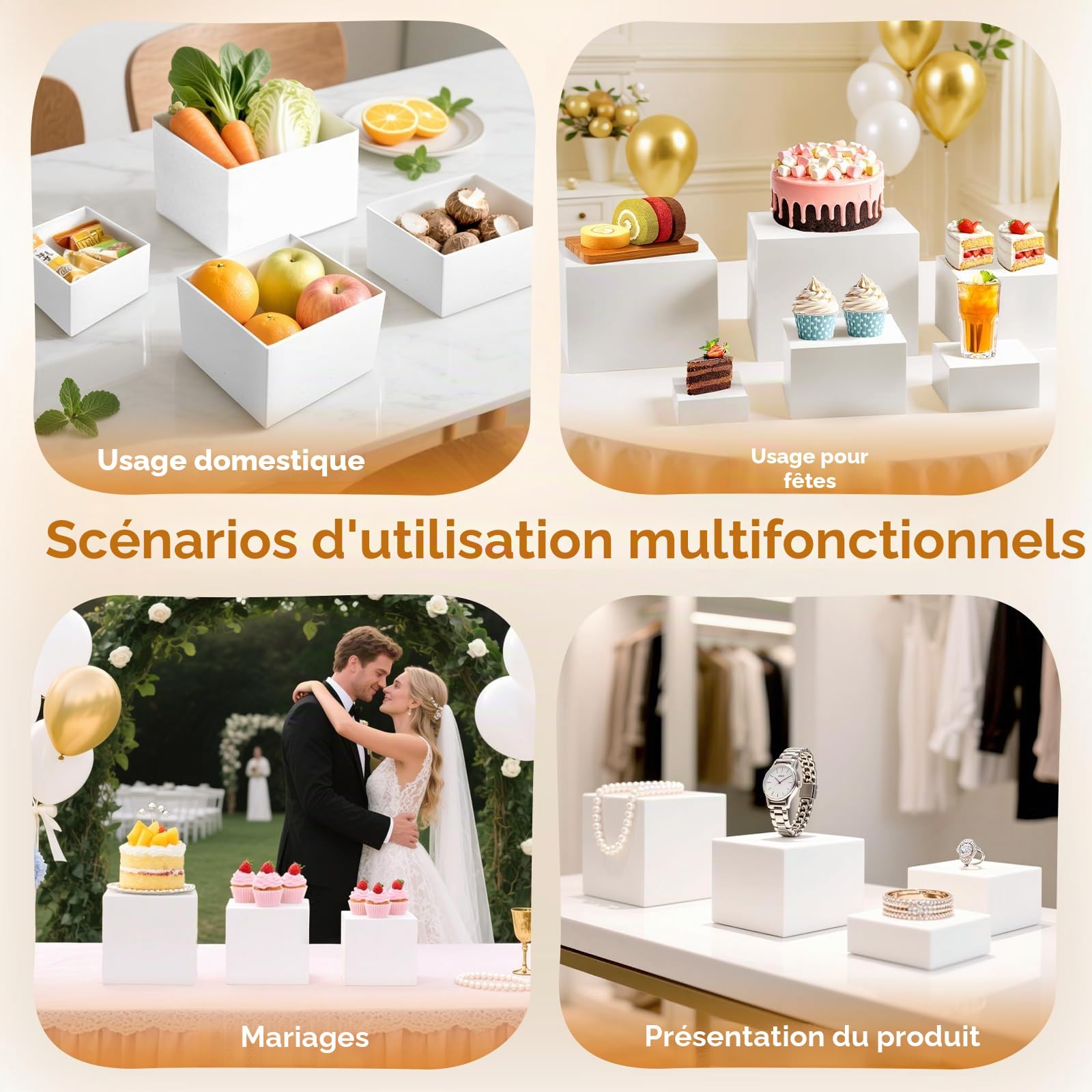Lot de 6 Présentoir Aperitif Buffet, Support Buffet en Acrylique à Gâteaux, Présentoirs pour Aliments, Desserts, Bijoux, Figurines, pour Table de Fête, Décoration