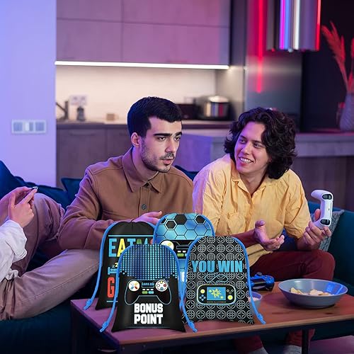 Miniatura 6 de 24 bolsas de videojuegos para videojuegos, fiesta de cumpleaños, bolsas con cordón, bolsas de regalo para juegos y fiestas, bolsas de regalo para