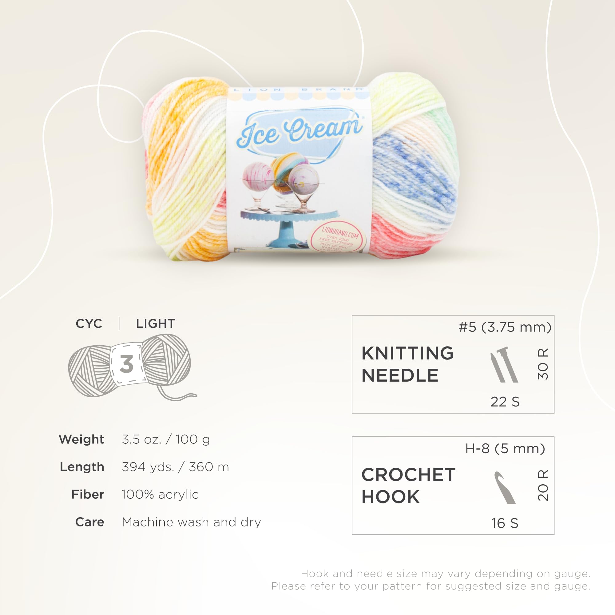 Lion Brand Yarn Lody włóczka dla niemowląt do robienia na drutach i szydełkowania, tory żółwi, 1 opakowanie