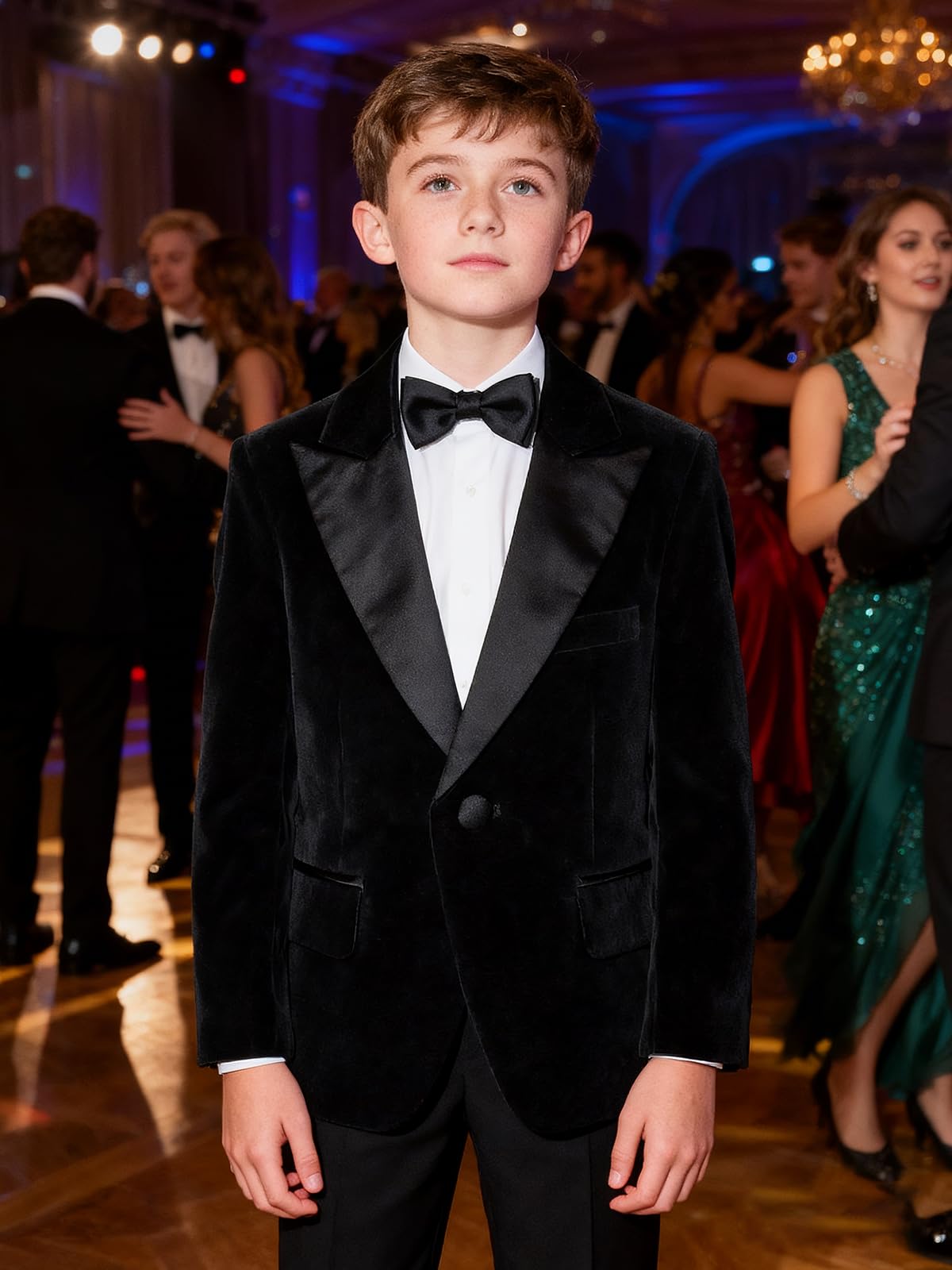 mintgreen Garçons Blazer, Enfants Velours Un Bouton Costume Tuxedo Veste, 7-14 Ans