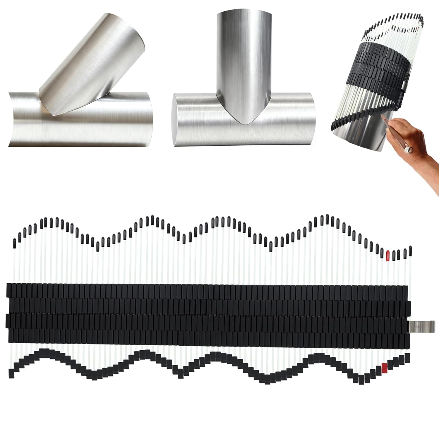 Multi Surface Pipe Profiling Tool, Pipe Cutting Template Multi Functional Shape Duplicator, Lightweight and Wear-Resistant Fiberglass Material for Tiles Floors DIY Pro Plumbing (0-6" Pipes)