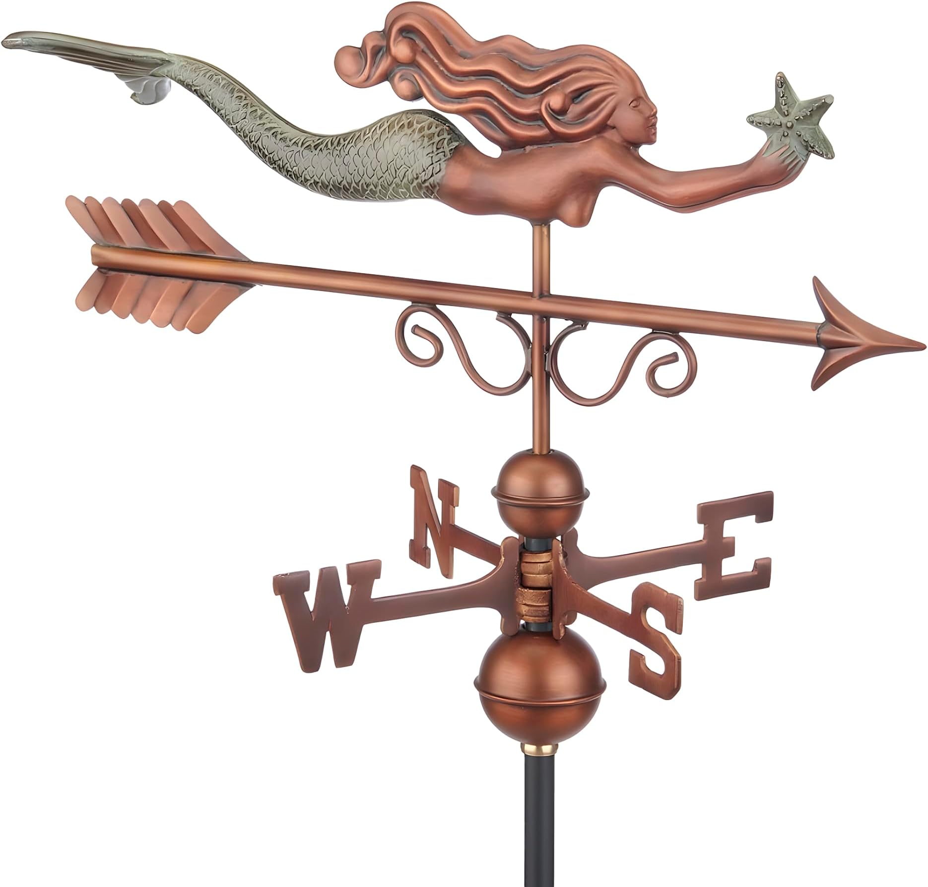 Little Mermaid Weathervane - Pure Copper Hand Finished Patina by Good Directions