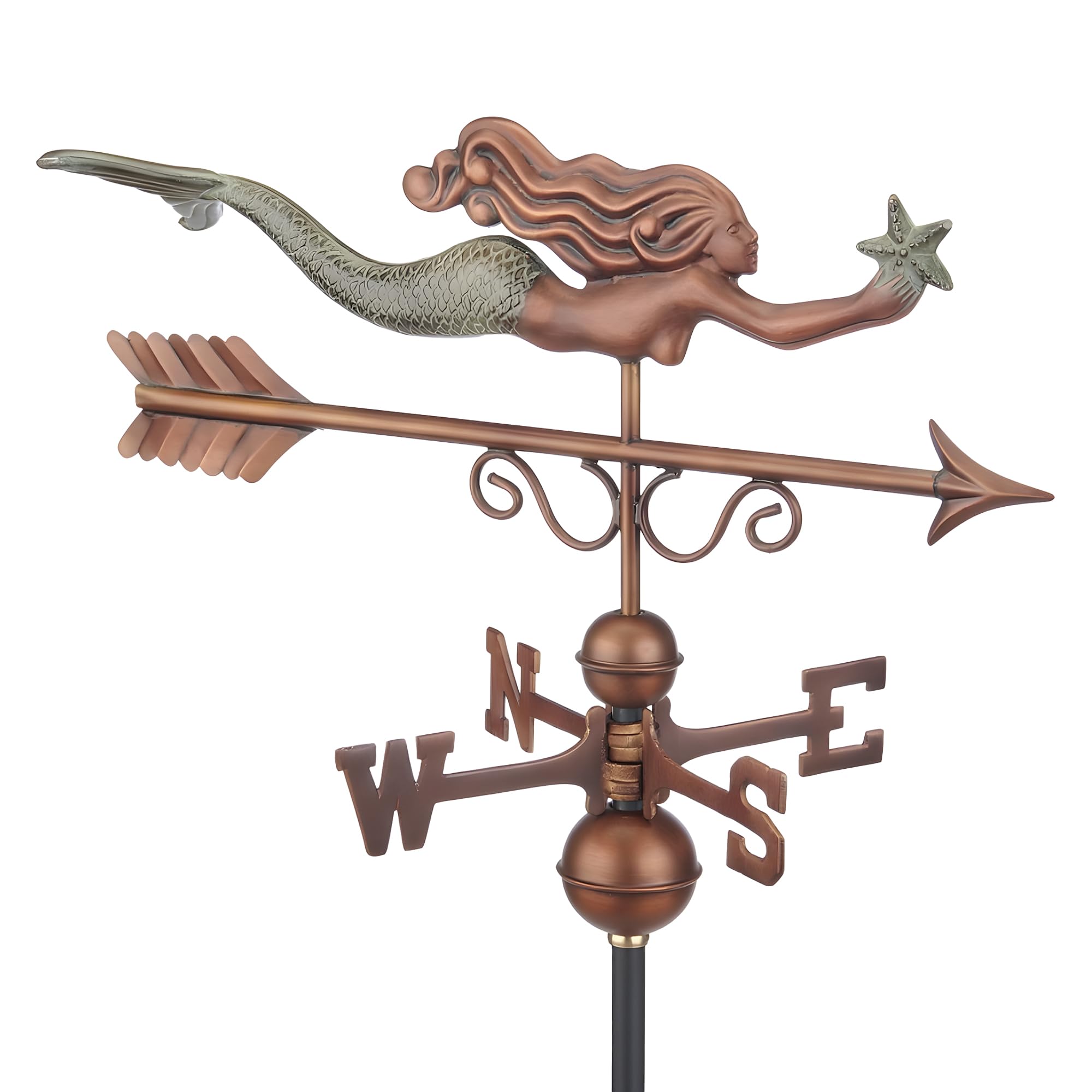 Little Mermaid Weathervane - Pure Copper Hand Finished Patina by Good Directions