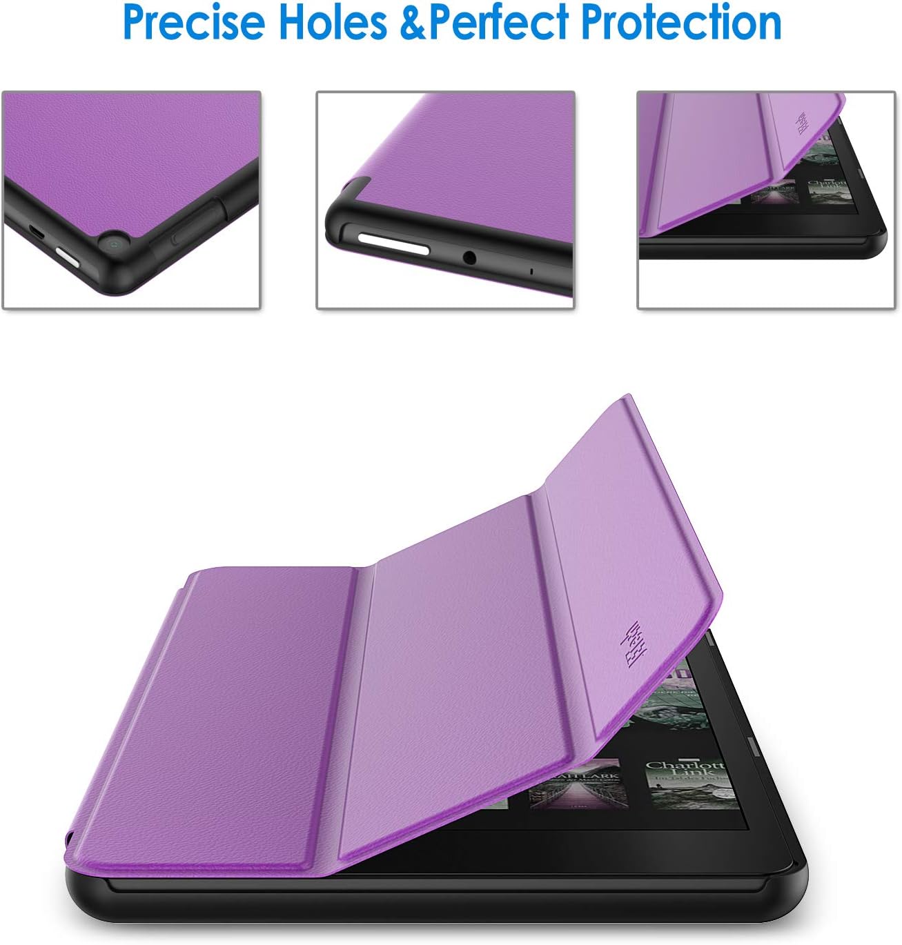 JETech Case for Amazon Fire HD 8 Tablet (8th / 7th / 6th Generation - 2018, 2017 and 2016 Release) Smart Cover with Auto Sleep/Wake (Purple)