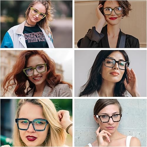 Miniatura 8 de FEISEDY Gafas de bloqueo de luz azul para mujeres y hombres, TR Retro Square Anti fatiga ocular Gafas Rectángulo Chic Look Marco B0037