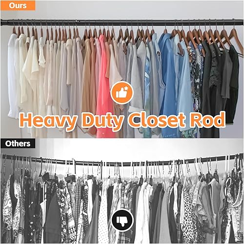 Miniatura 2 de Barras de armario para colgar ropa, barra de armario resistente de 17 a 82 pulgadas ajustable para colgar ropa, barra de cortina de ducha de metal