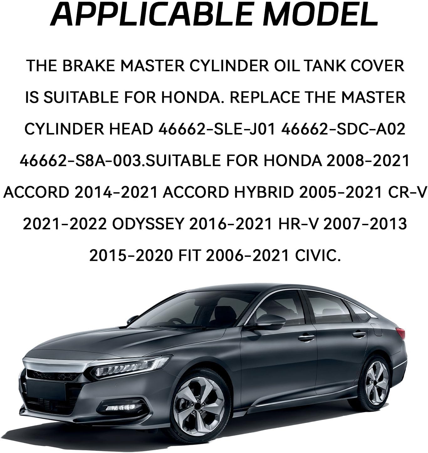 Brake Fluid Cap Master Cylinder Tank Fluid Reservoir Cover for Honda, Brake Fluid Cap Replacement for Honda Accord Fit EV Hybrid S2000 46662-SLE-J01 46662-SDC-A02 46662-S8A-003