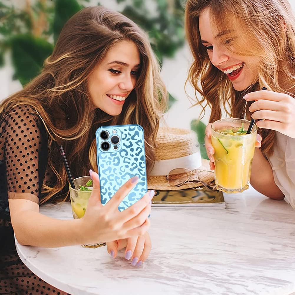Bonoma Compatible with iPhone 14 Pro Case Leopard Plating Electroplate Luxury Elegant Case Camera Protector Soft TPU Shockproof Protective Corner Back Cover iPhone 14 Pro Case -Blue