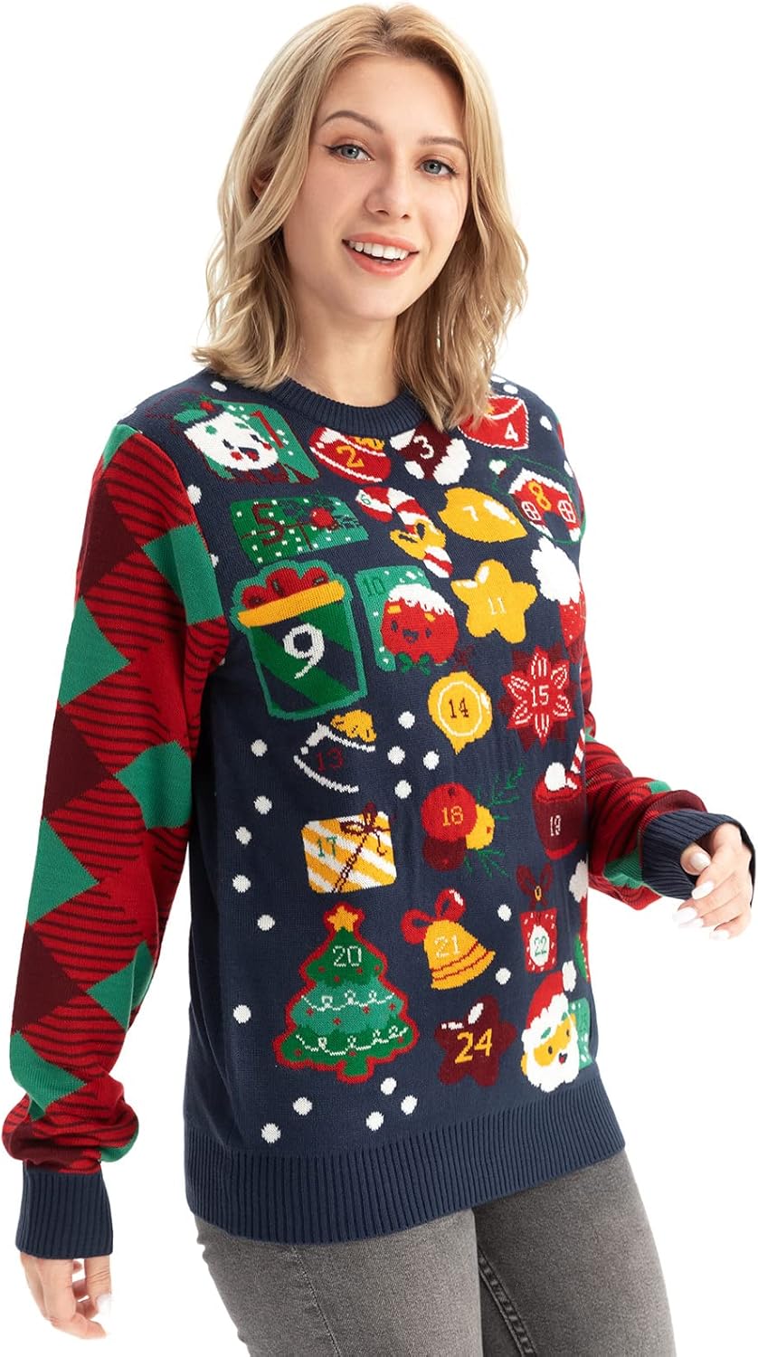 Men`s Ugly Christmas Sweater Cardigan Unisex Women Funny Novelty Xmas Pullover for Party 22003 XS - Image 5