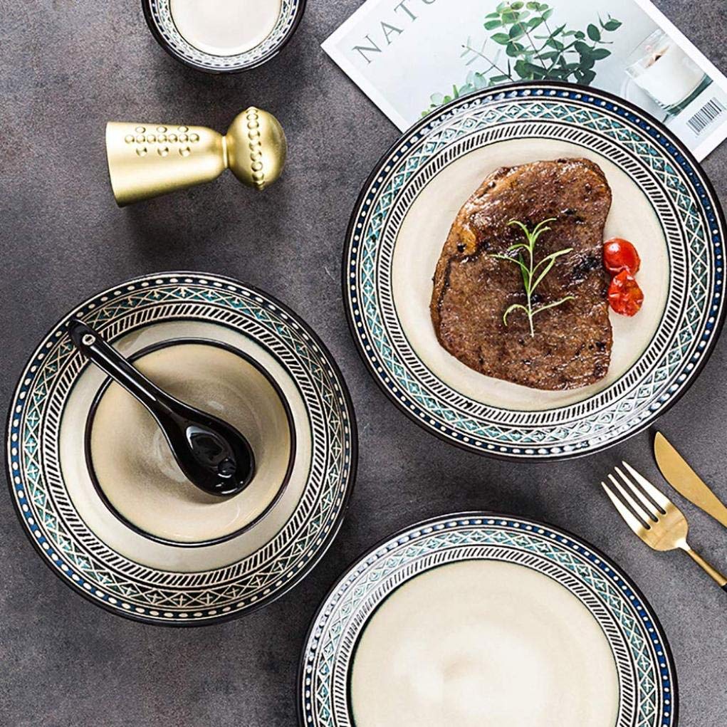 Amazon.co.jp: 食器セット、ヴィンテージエスニックスタイルセラミック