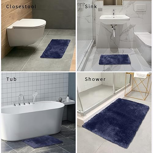 Miniatura 7 de FIFU Alfombra de baño de 24 pulgadas de ancho x 48 pulgadas de largo, tapetes de baño para baño, dormitorio y cocina, parte trasera de látex de goma