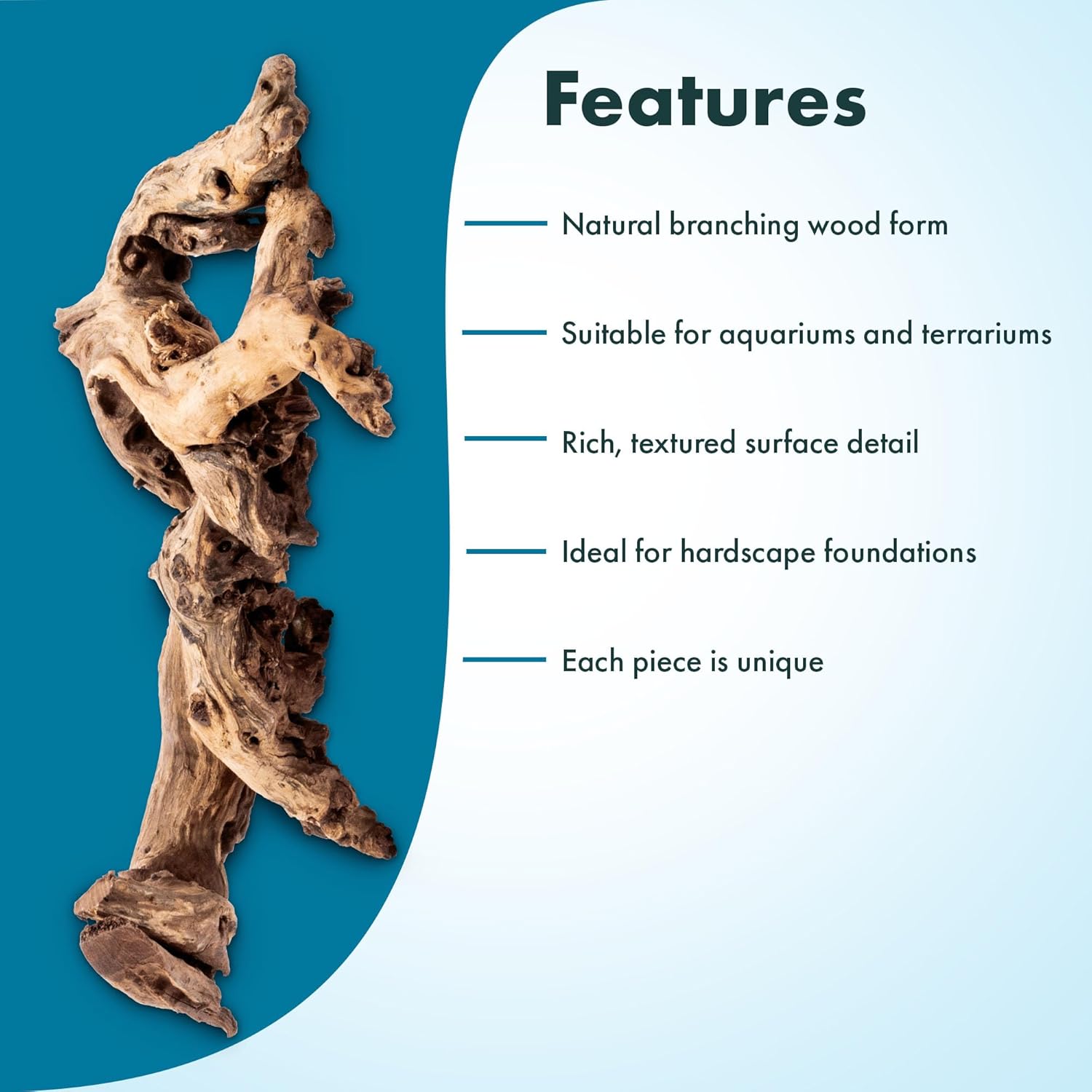 SubstrateSource Natural Aquarium Driftwood for Fish Tanks, Terrarium, Reptile Habitats, Freshwater Aquatic Decor - Small to Large Pieces (Amazon Wood (Medium) 8-14", 3 Pieces)