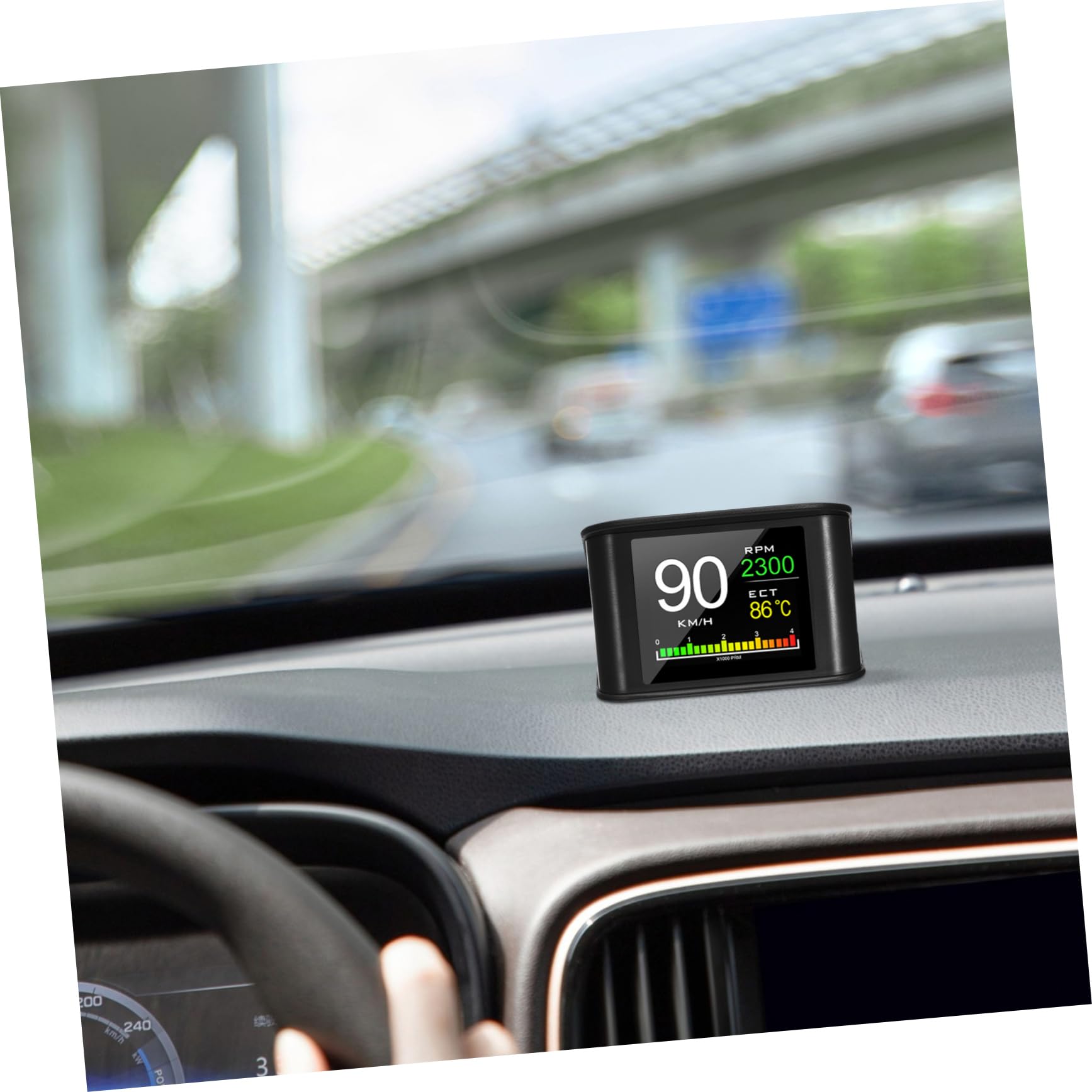 Display Hud per Auto Portatile Modello P in Abs e PC per Navigazione | Schermo Lcd da Viaggio, Monitor per Guida a Lunga Distanza, Design Compatto
