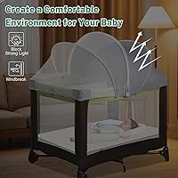 Vista 3 de Pack N Play - Cubierta para tienda de campaña y toldo para moisés, mosquitera transpirable medio opaca con cremallera de 2 vías para cuna, cuna