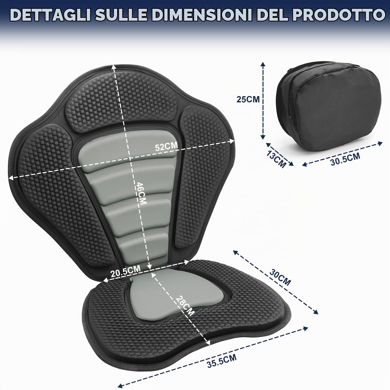2 Pezzi Sedili Kayak con Zaini, SUP Sedile Kayak Morbido Traspirante Imbottito Sottile con Schienale Alto, Antiscivolo per Kayak, SUP, Yachting, Canoa, Drifting, Rafting
