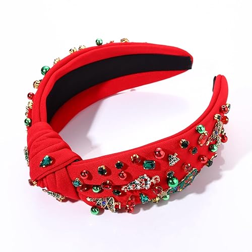 Vista 87 de Diadema de Navidad para mujer, accesorios de Navidad con cuentas, arco de Navidad, copo de nieve, diadema anudada HOHOHO, rojo y verde, perla
