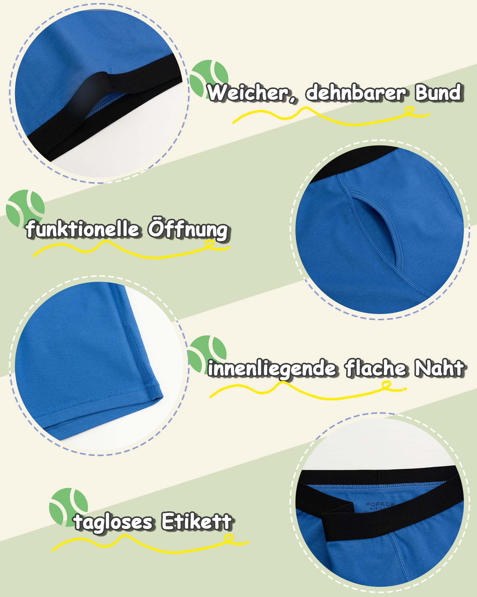POPKOK Boxershorts Jungen Baumwolle Unterhosen Unterwäsche für Jungen 5er-Pack