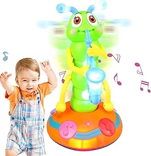 Youngwier Dancing Singing Caterpillar | Electric Saxophone Toy Twisting Dance Toy with Light Music | Colorful Cute Creative Electric Caterpillar Dance Toy for Christmas Birthday