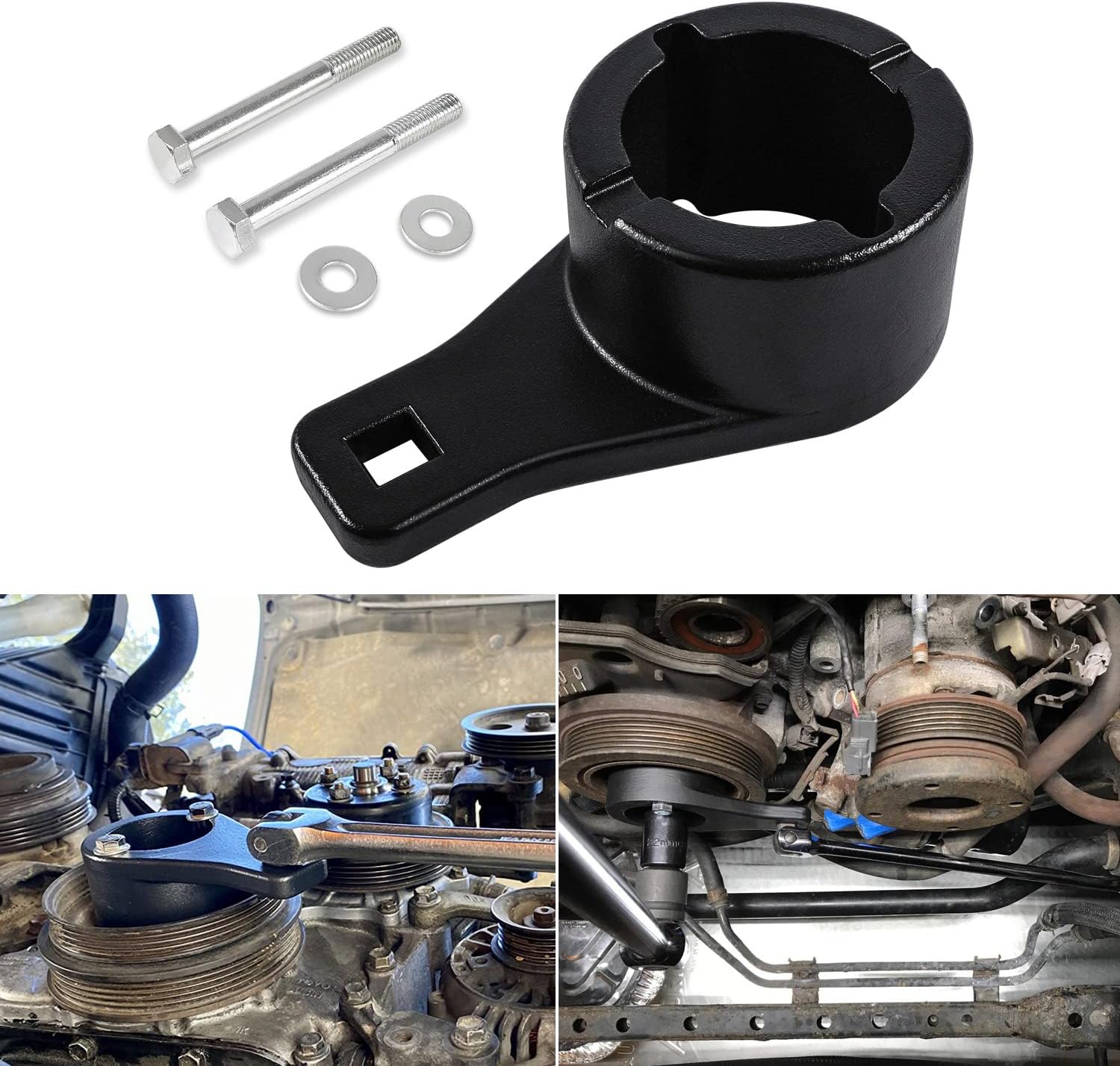 Sunluway Harmonic Damper Pulley Holding Tool Crankshaft Crank Holder Removal Wrench Tool Fit for Toyota Lexus