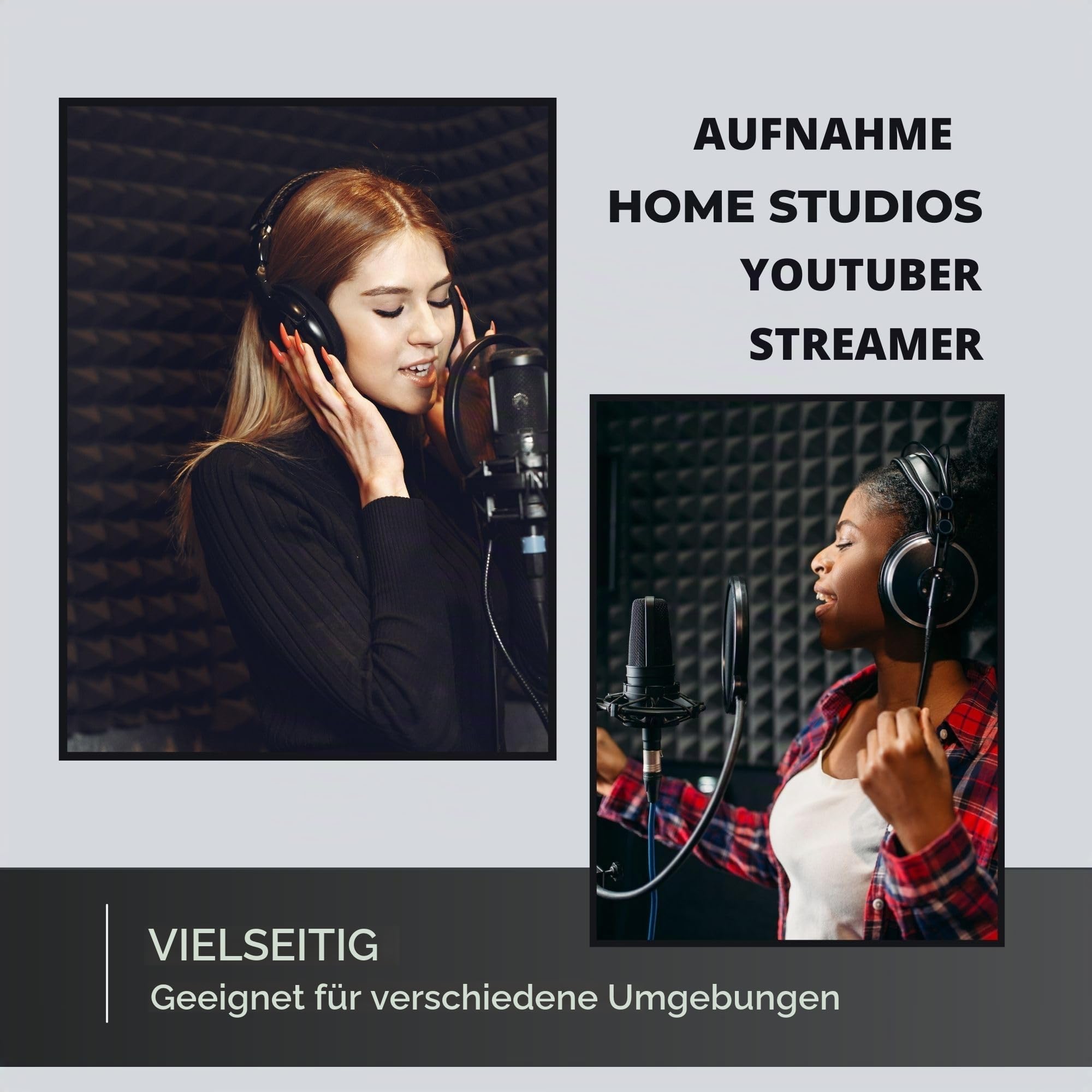 ACOUSPANEL Akustikschaumstoff Selbstklebend Pyramide Matte 200x50x8cm, 2 Stück, Dämmung Schaumstoff zum Gaming Zimmer, Schallschutz Wand im Musikstudio, Acoustic foam, Echo absorber
