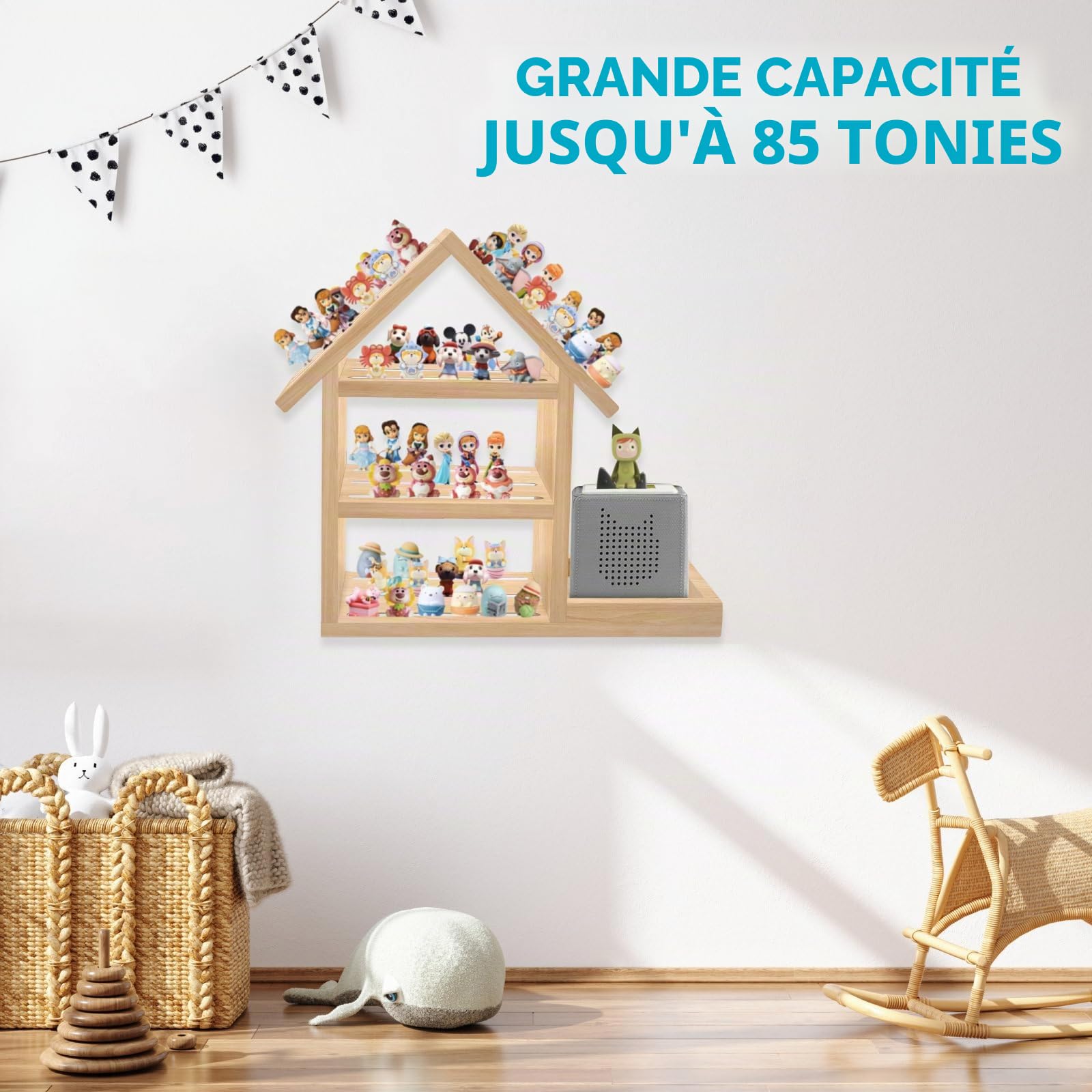 Tonie Étagère pour chambre d'enfant, en forme de maison, pour jusqu'à 85 Toniebox, magnétique, pour Tonie Box et figurines, pour garçons et filles