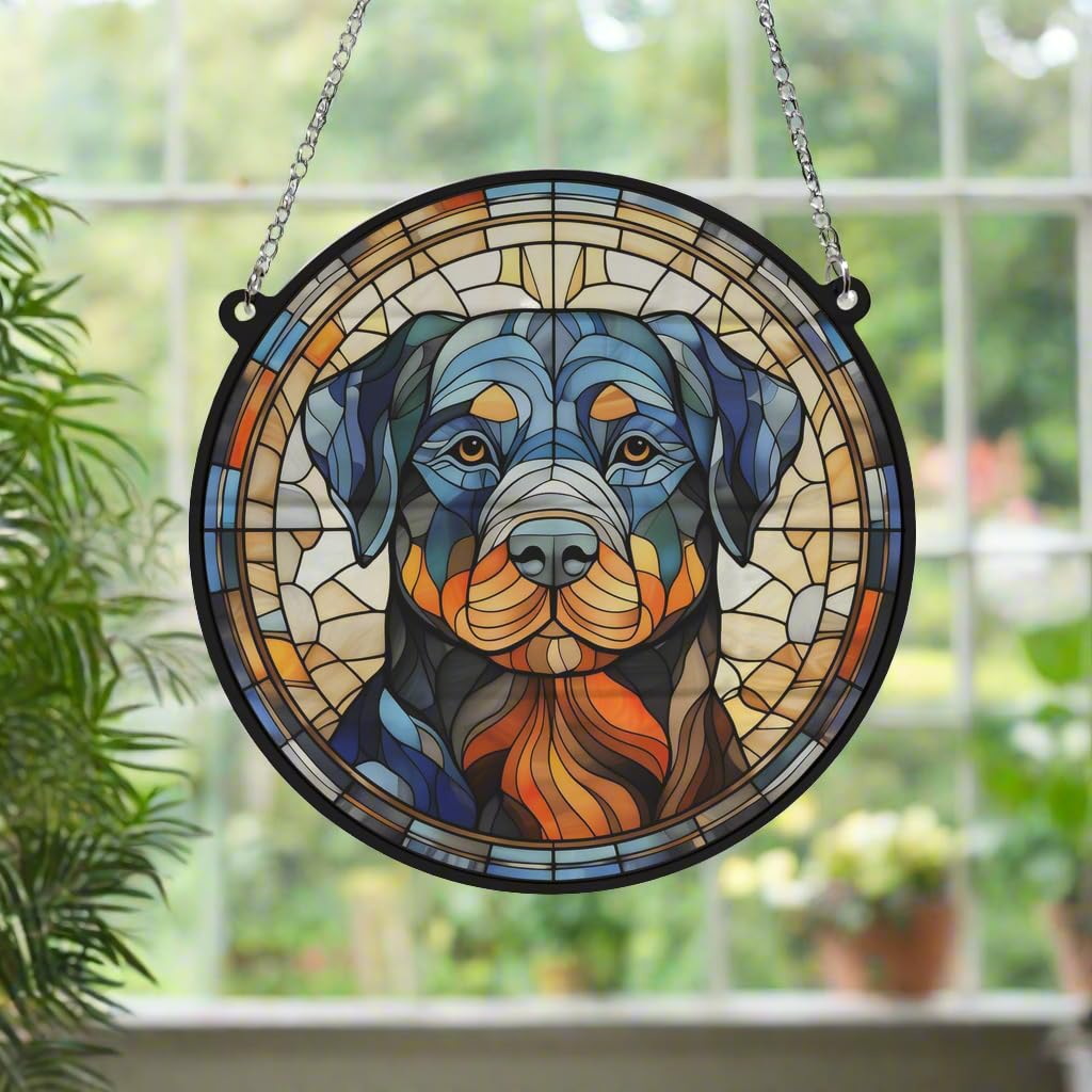 Rottweiler Stained Glass Effect Suncatcher Gift for Dog Lovers - 19cm, Multiple Colours - Image 4