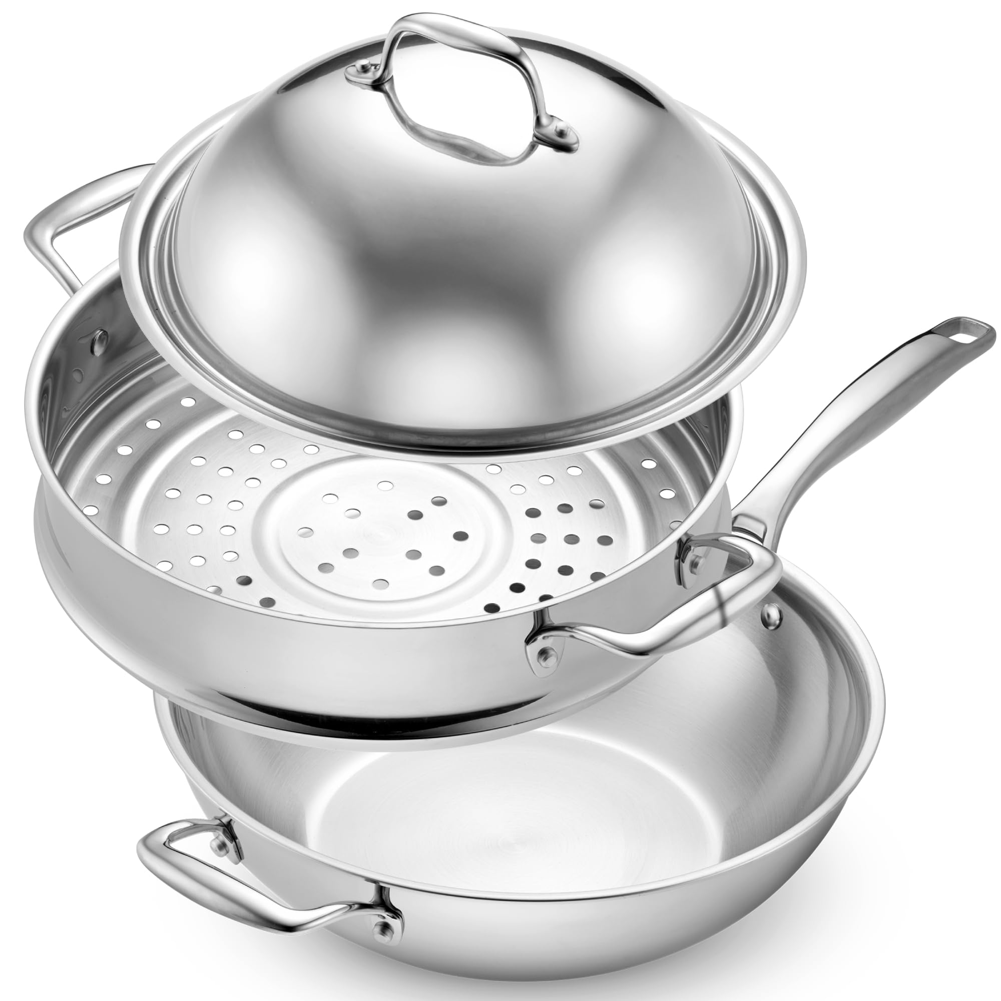 LEGEND COOKWARE 5-Ply Stainless Steel Wok Set