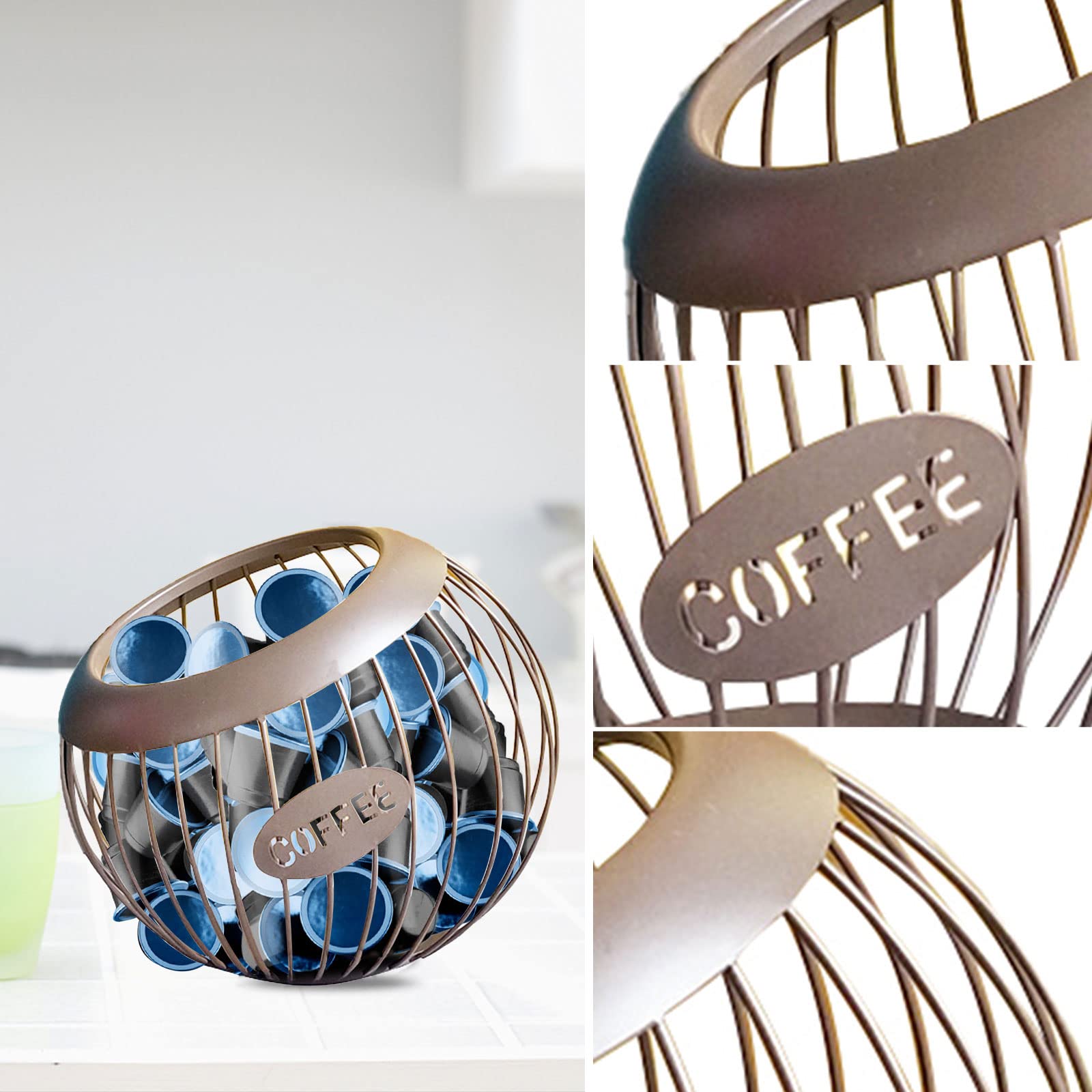 Kaffeekapsel-Halter Aus Metall: Stylischer Organizer Für Bis Zu 26 Kapseln – Auch Als Obstkorb Nutzbar