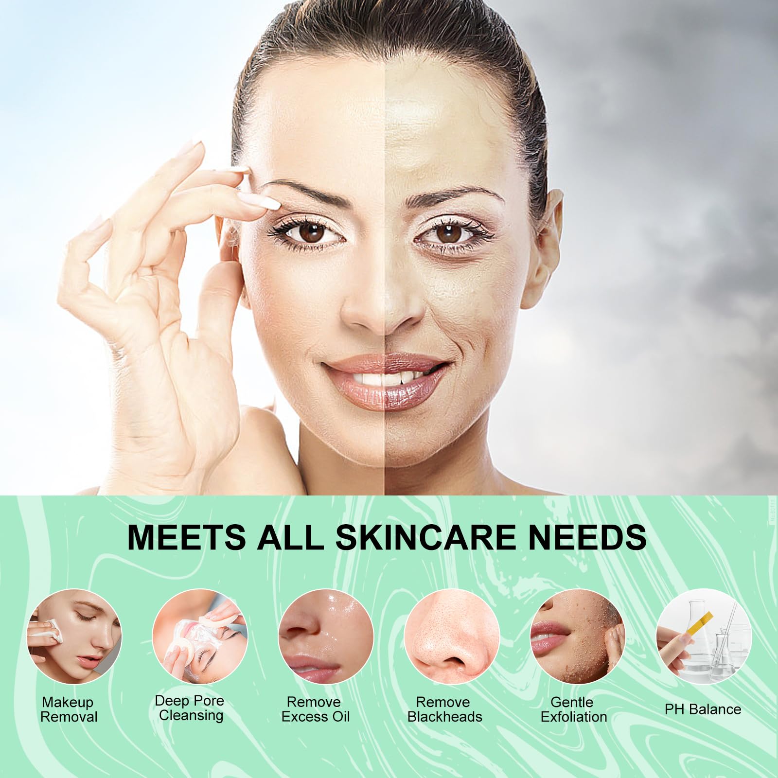 Cepillo de limpieza facial, exfoliante facial de silicona para hombres y mujeres, cepillo facial eléctrico impermeable, con 3 velocidades ajustables para limpieza profunda, eliminación de puntos