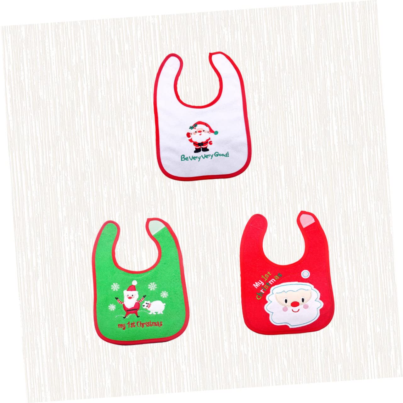 ibasenice 9piezas Baberos De Alimentación Para Bebés Diseño De Santa Claus Impermeables y Bolsillo Para Comida Divertido y Para Navidad