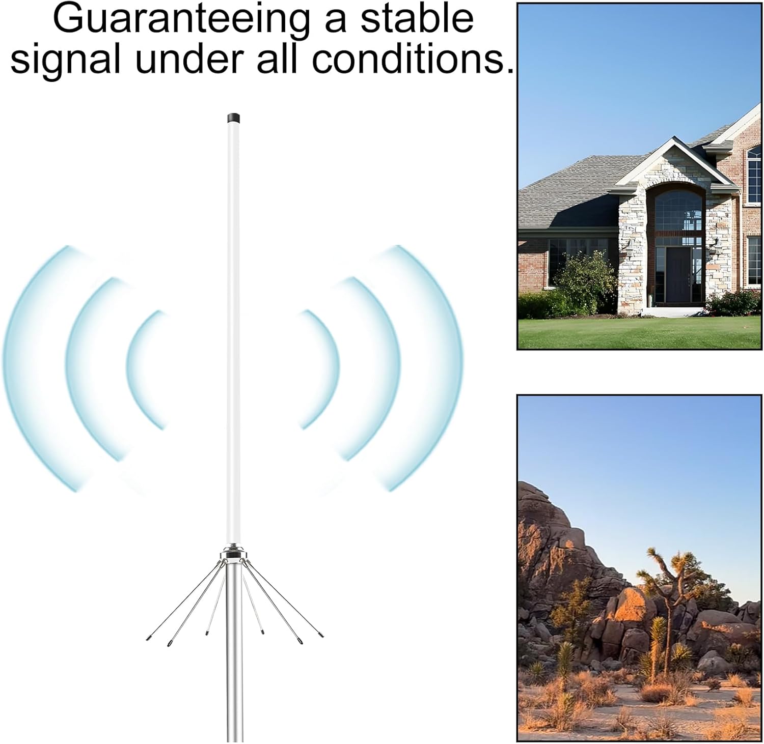 Dual Band Base Station Antenna 2m 70cm UHF VHF GMRS | 144-148MHz & 430-460MHz Ham Radio Antenna | Strong Signal White Fiberglass Pre-Tuned 100W