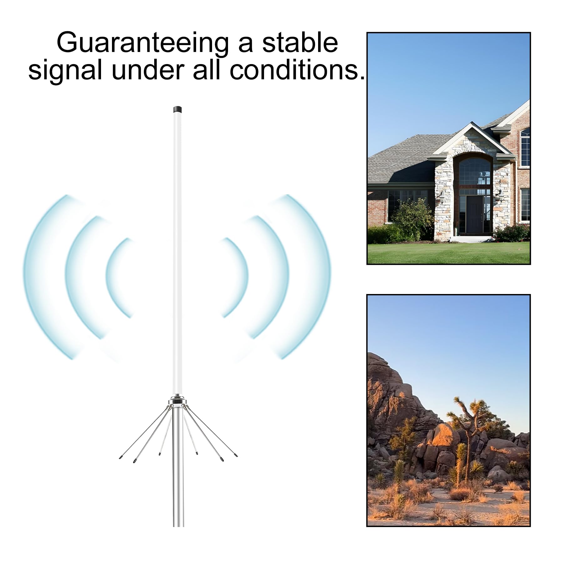 Antena repetidora de base UHF VHF de doble banda 144-148MHz 2 m / 430-460 MHz 70 cm GMRS Antena de fibra de vidrio para estaciones base de radioaficionados