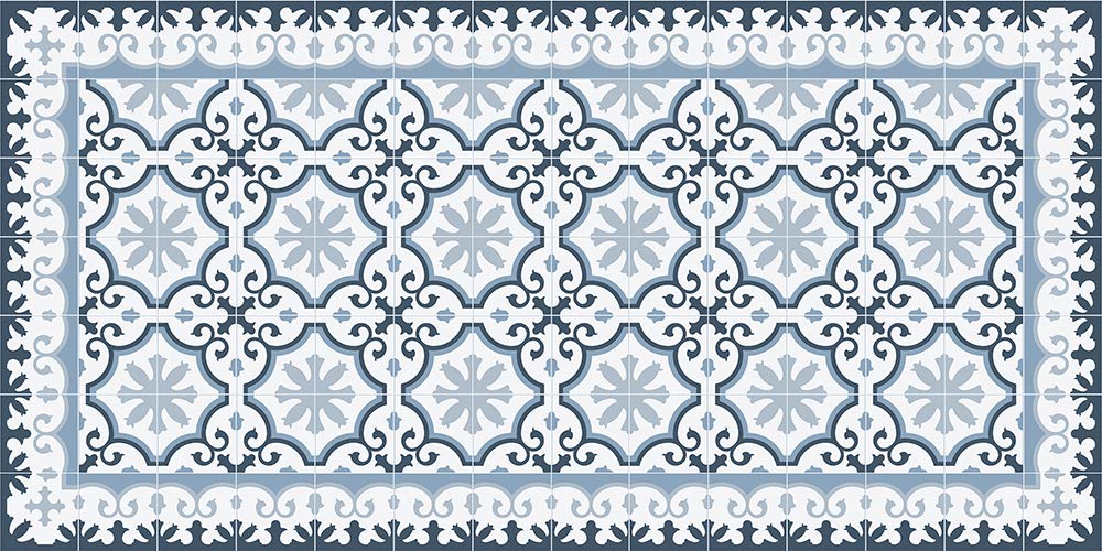 VINILIKO Victorian Blue Alfombra de Vinilo, Multicolor, 50x100