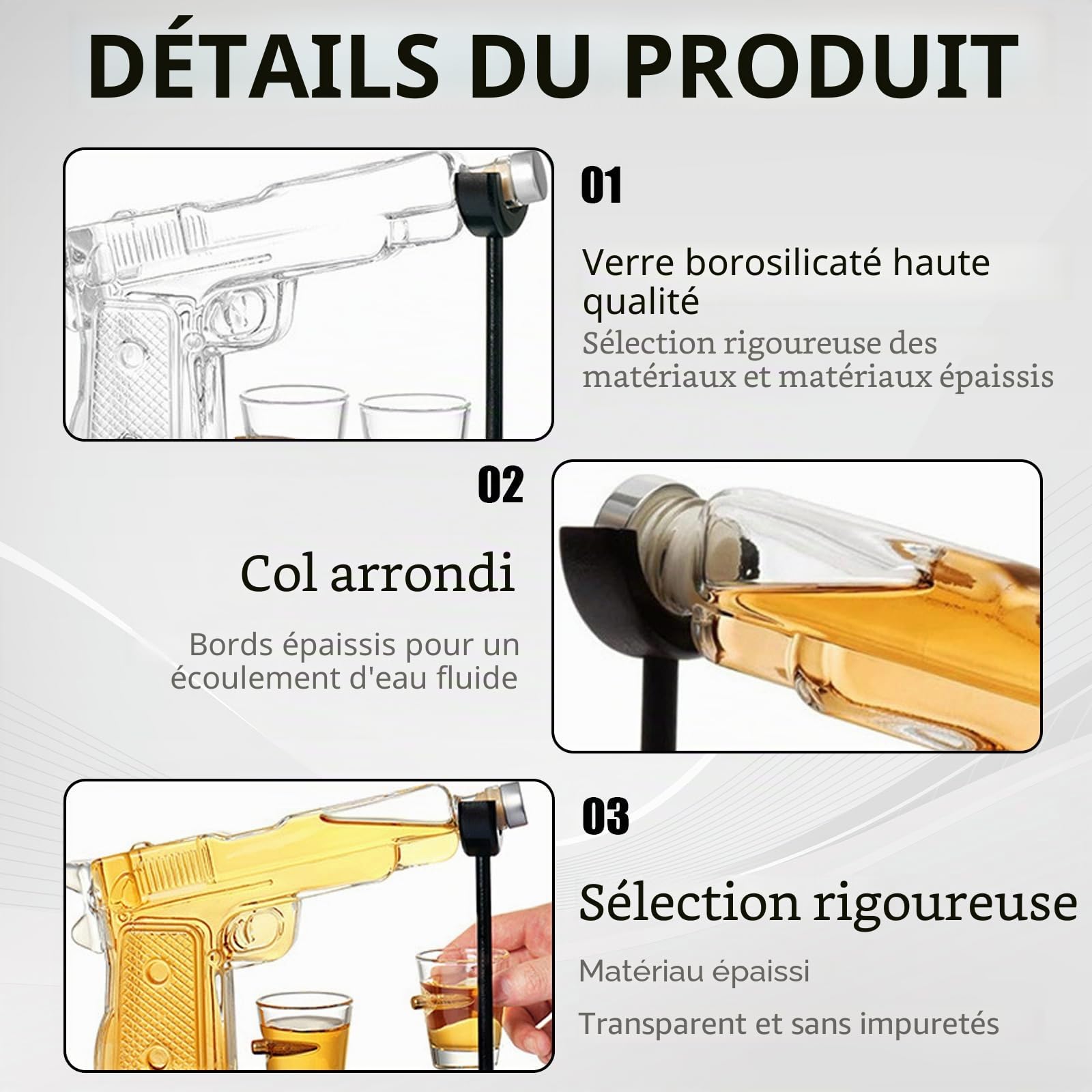Carafe à Whisky, Carafe A Decanter Coffret Whisky Cadeau Homme Distributeur De Whisky Pour Liqueur Avec 2 Verres à Liqueur Ensembles Cadeaux De Verres à Whisky Pour Hommes/Papa/Mari/Petit Ami