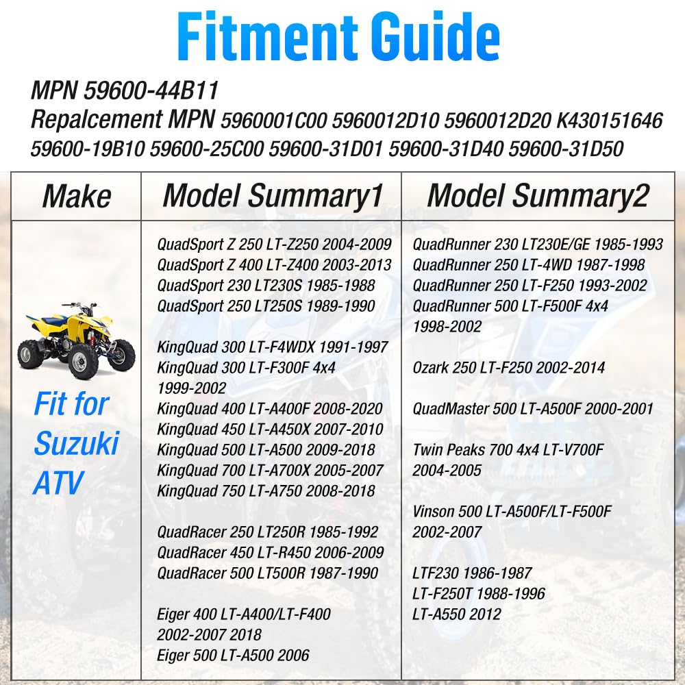 Maître-Cylindre Pompe de Frein Avant Droit Convient pour Yamaha Raptor 250 350 700 Banshee Warrior 350 pour Suzuki LTR-450 LTZ-400 KingQuad QuadRacer QuadRunner QuadSport Vinson Ozark Eiger