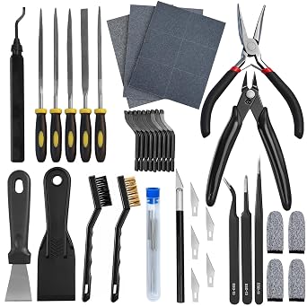 3D Printer Tools Kit, 49 PCS 3D Printer Accessories & Cleaning Kit for All FDM/SLA Printers with Nozzle Cleaner, Scraper, 5 Types Files, Brushes, Wire Cutter, Engraving Knife, Deburring Tool