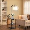 Floor Lamp with Remote, Adjustable 3000K-6000K Colors & Brightness Bulb, End Table with Charging Station(USB & Type-C & AC Port), Modern Shelves Side Table for Bedroom, Living Room, Office [Energy Class A]