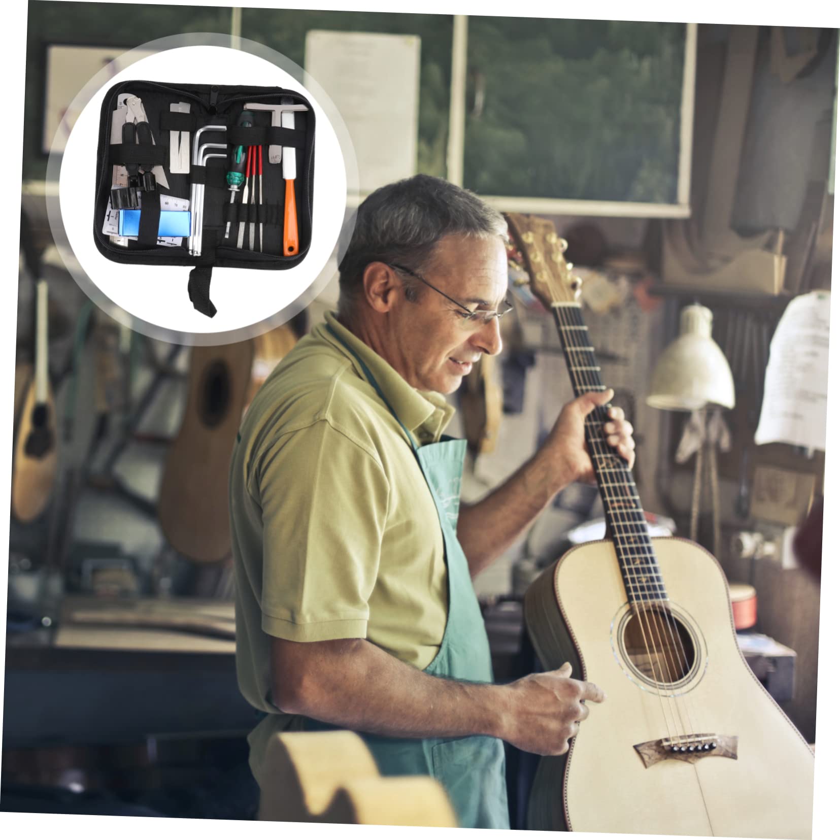 VICASKY Strumento per Pulizia della Chitarra Strumenti per Manutenzione della Chitarra Borsa per Riporre Strumenti