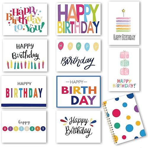 100 tarjetas de cumpleaños, tarjetas de feliz cumpleaños a granel con mensaje corto en el interior, tarjetas de 5 x 7 pulgadas de grosor, tarjetas