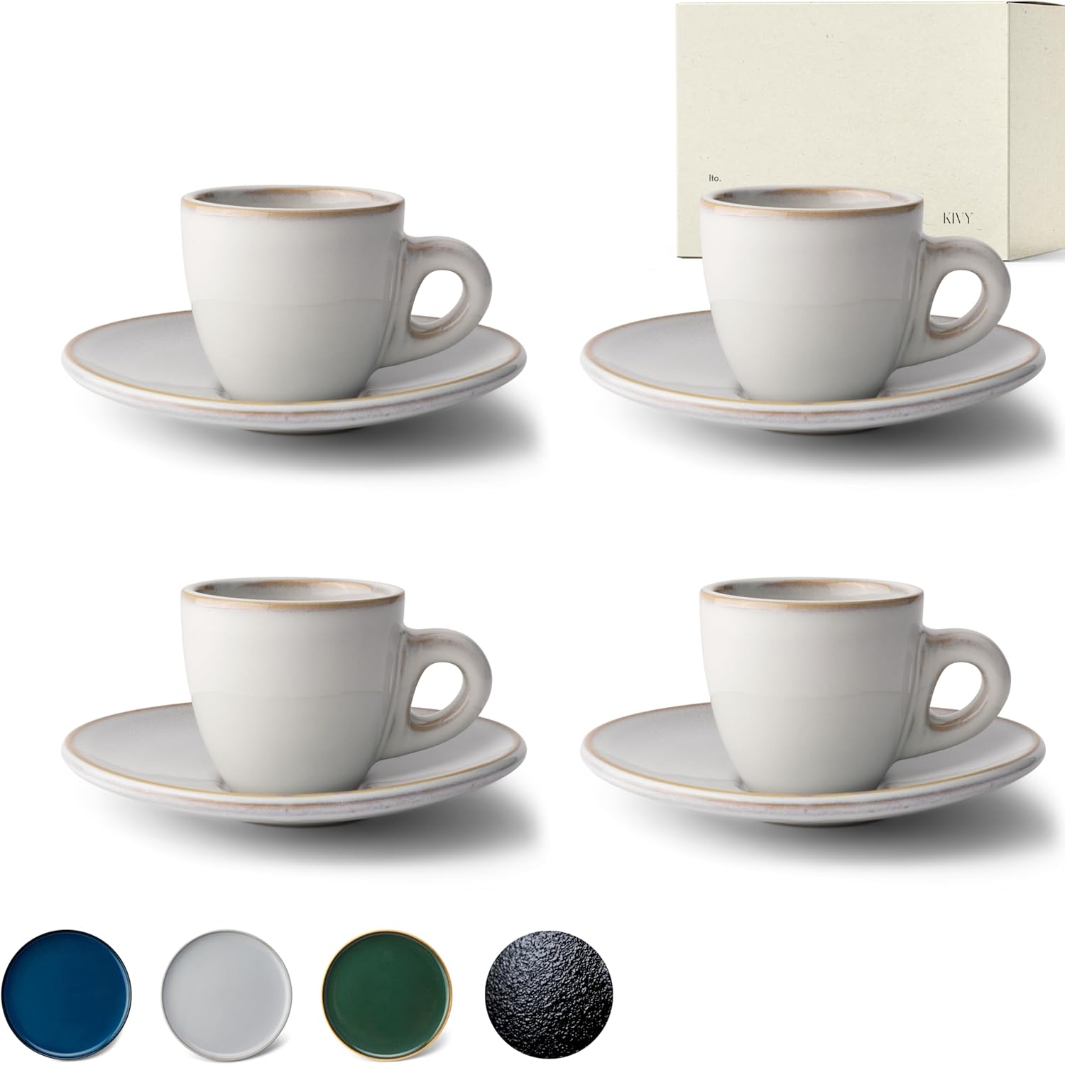 KIVY 3 oz espresso cups set of 4 Italian style espresso cups and