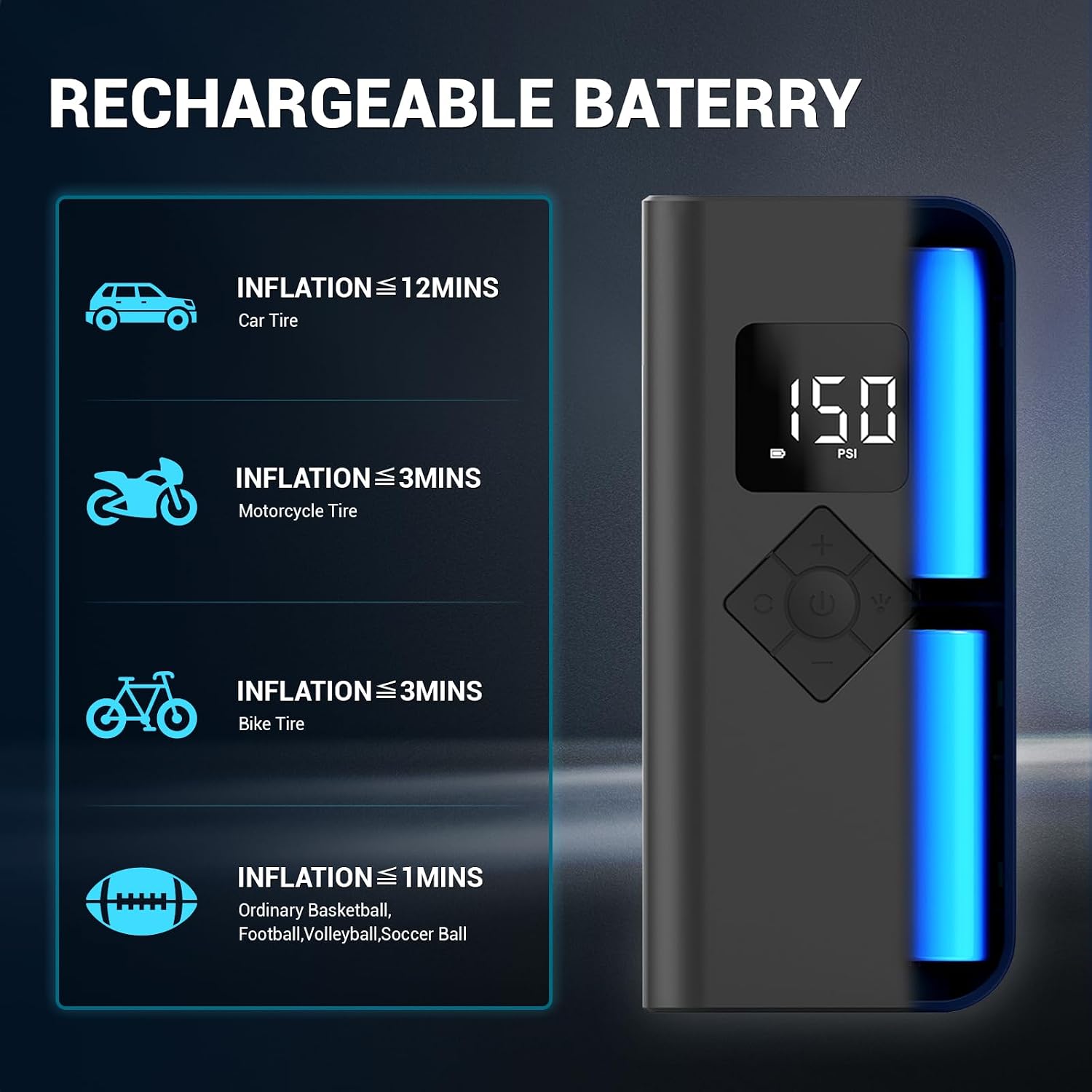 Himiway Tire Inflator 150PSI 4000mAh, Bike Phone Holder, Bike Water Bottle Holder