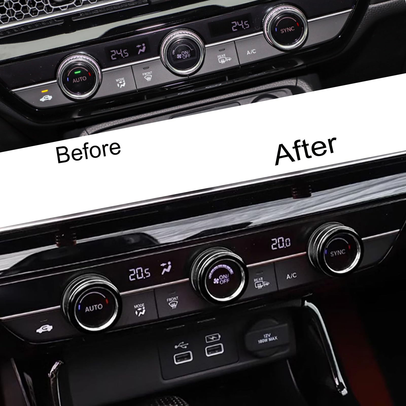 CKE Compatible With Honda Civic 2022 2023 2024 2025 For CRV HRV 2023 2024 2025 For Accord 2018-2024 2025 Accessories Car Center Console Gear Shift Knob Cover Trim Cap -Black Carbon - View #2
