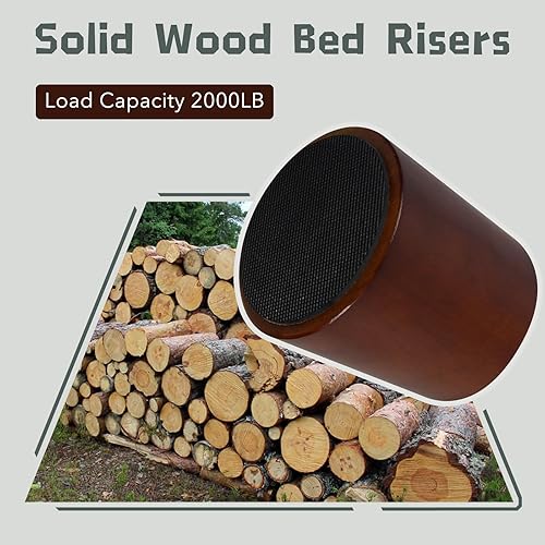 Miniatura 5 de KOIKEY Elevadores de cama para muebles, circulares de madera de 4 pulgadas, extensores de altura para muebles, elevadores de altura para sofá,