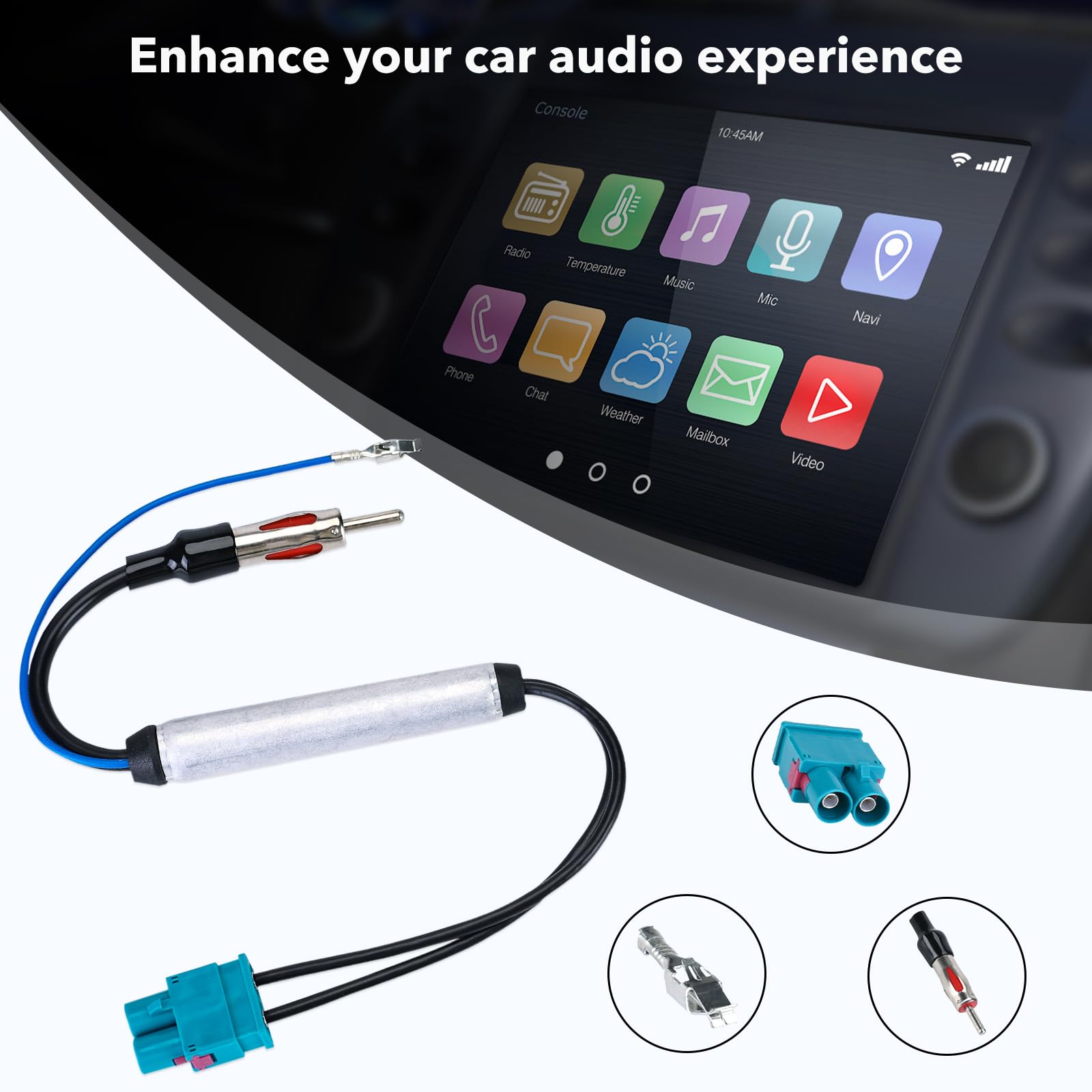Améliorer Réception Radio VW Touareg QWORK® Amplificateur De Signal D'antenne Auto – Double Fakra Vers DIN – Pour VW Touareg & Porsche Cayenne