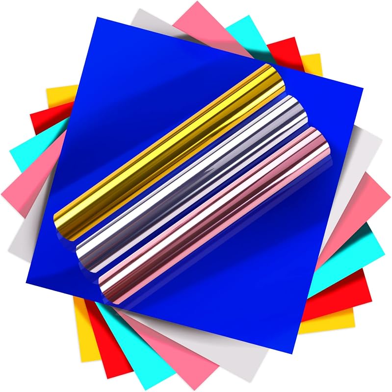 Vinil adesivo cromado HTVRONT, 9 folhas em cores variadas, 30,48 x 30,48 cm