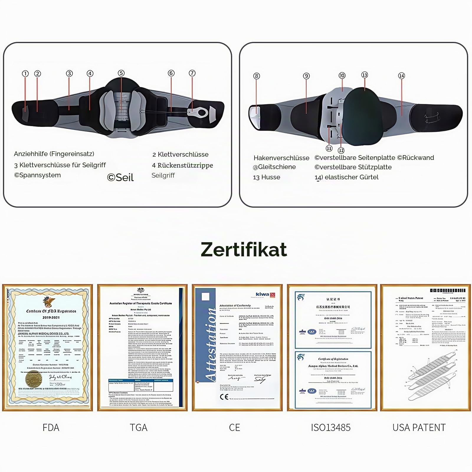 Rückenstützgürtel, verstellbare Lendenwirbelstütze für den unteren Rücken mit abnehmbarem Lendenkissen zur Entlastung der Lendenwirbelsäule (L/XL)