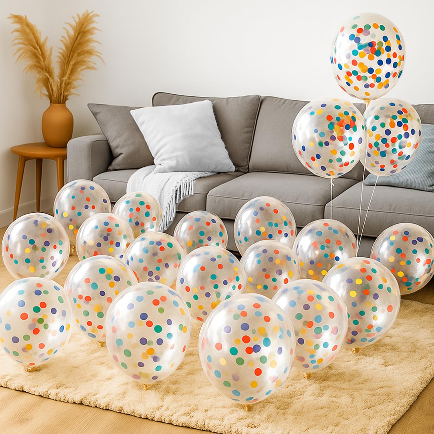 Party Propz Multicolor Confetti Balloons For Birthday - Set of 21 Pcs Confetti Balloons for Decoration | Multicolour Balloons For Decoration | Transparent Balloon For Decorations (Latex)-image-36