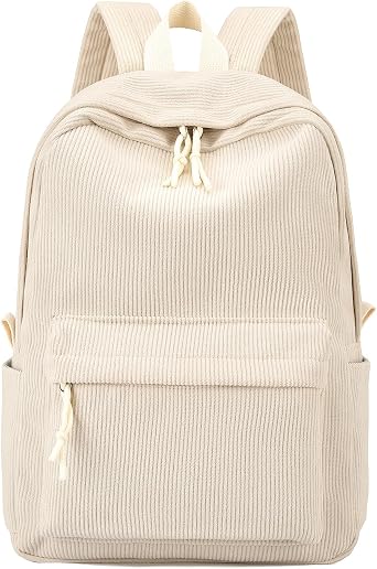 Tanweibago Corduroy Backpack for Girls Boys, 16 Inch School Bag