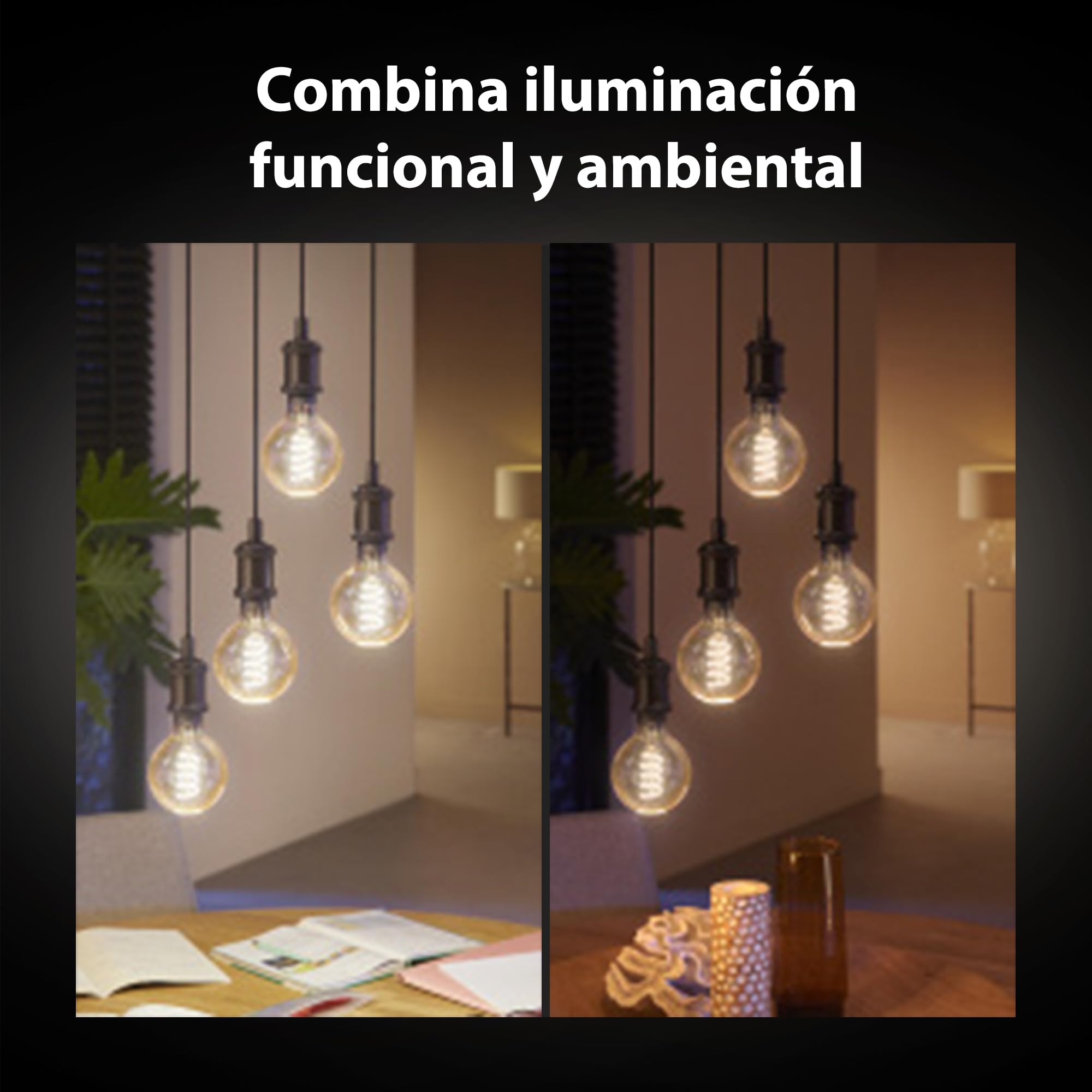 Philips Hue Bombilla LED Inteligente Filamento, E27, Luz Blanca de Cálida a Fría, Regulable, 7 W, Compatible con Amazon Alexa, Echo, Echo Dot, Pack de 3 Bombillas LED Inteligentes